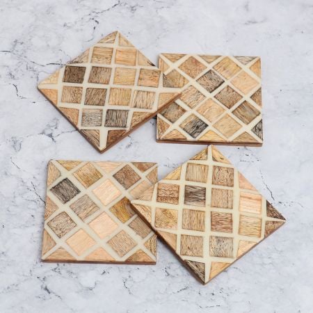 Adorable Premium Quality Wooden Coasters - Pack of 4